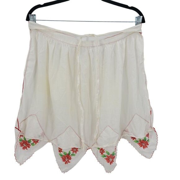 Handmade Vintage Chrysanthemum Handkerchief Rick Rack Holiday Apron Christmas - Picture 3 of 7